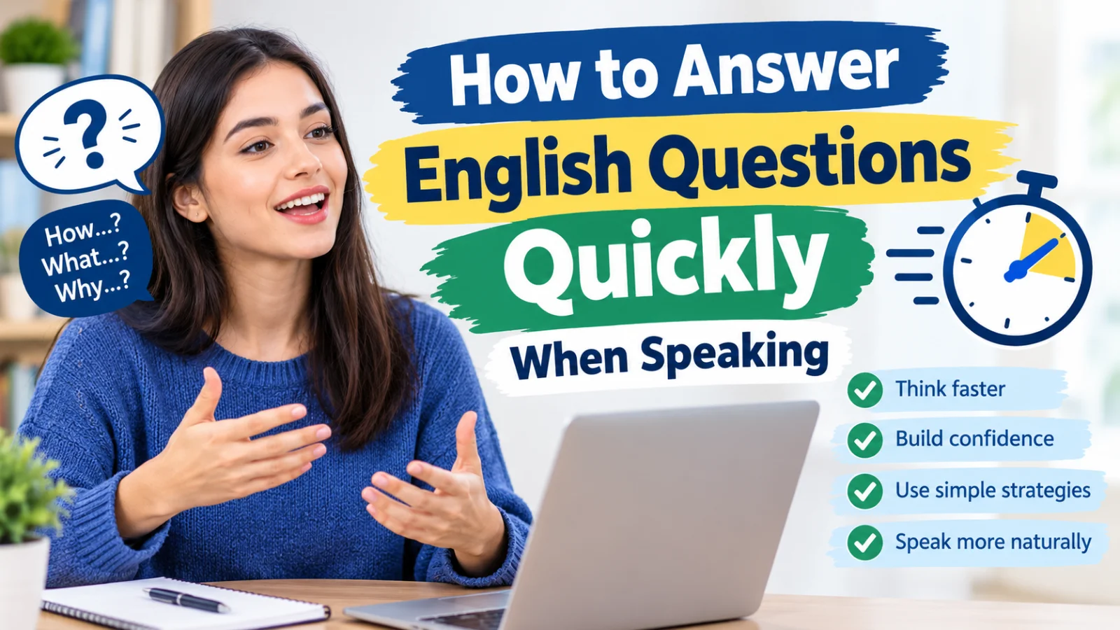 English learner answering speaking questions quickly during practice